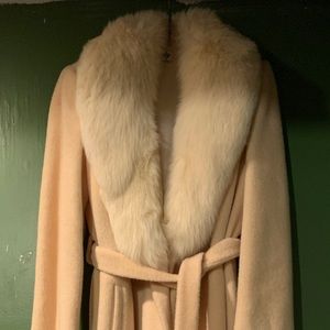 Ivory Full Length Fur Collar Coat